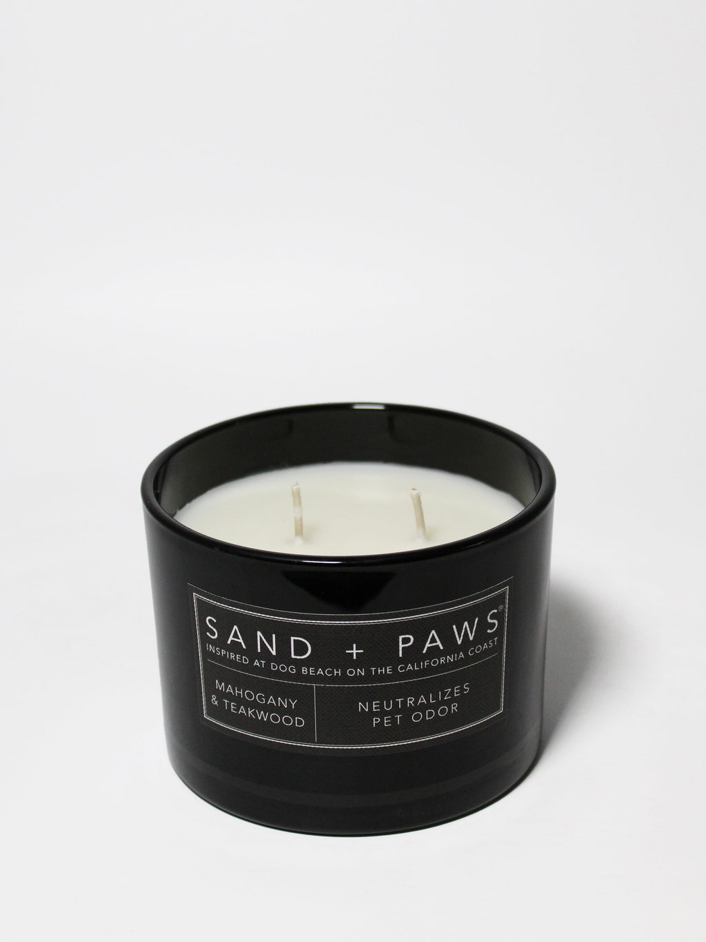 Premium Sand + Paws Mahogany & Teakwood 12 oz scented candle