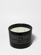 Premium Sand + Paws Mahogany & Teakwood 12 oz scented candle