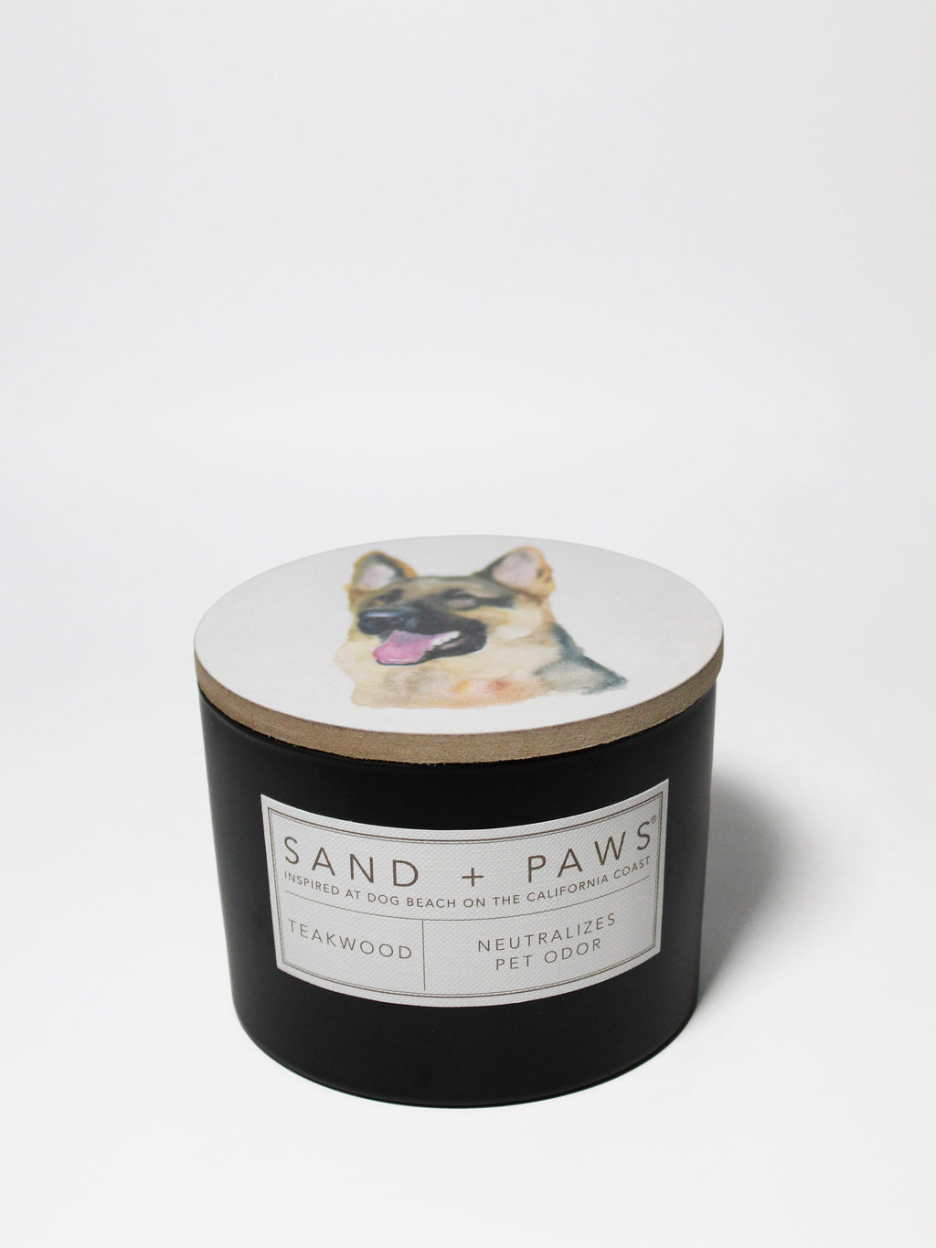 Premium Sand + Paws Teakwood 12 oz scented candle