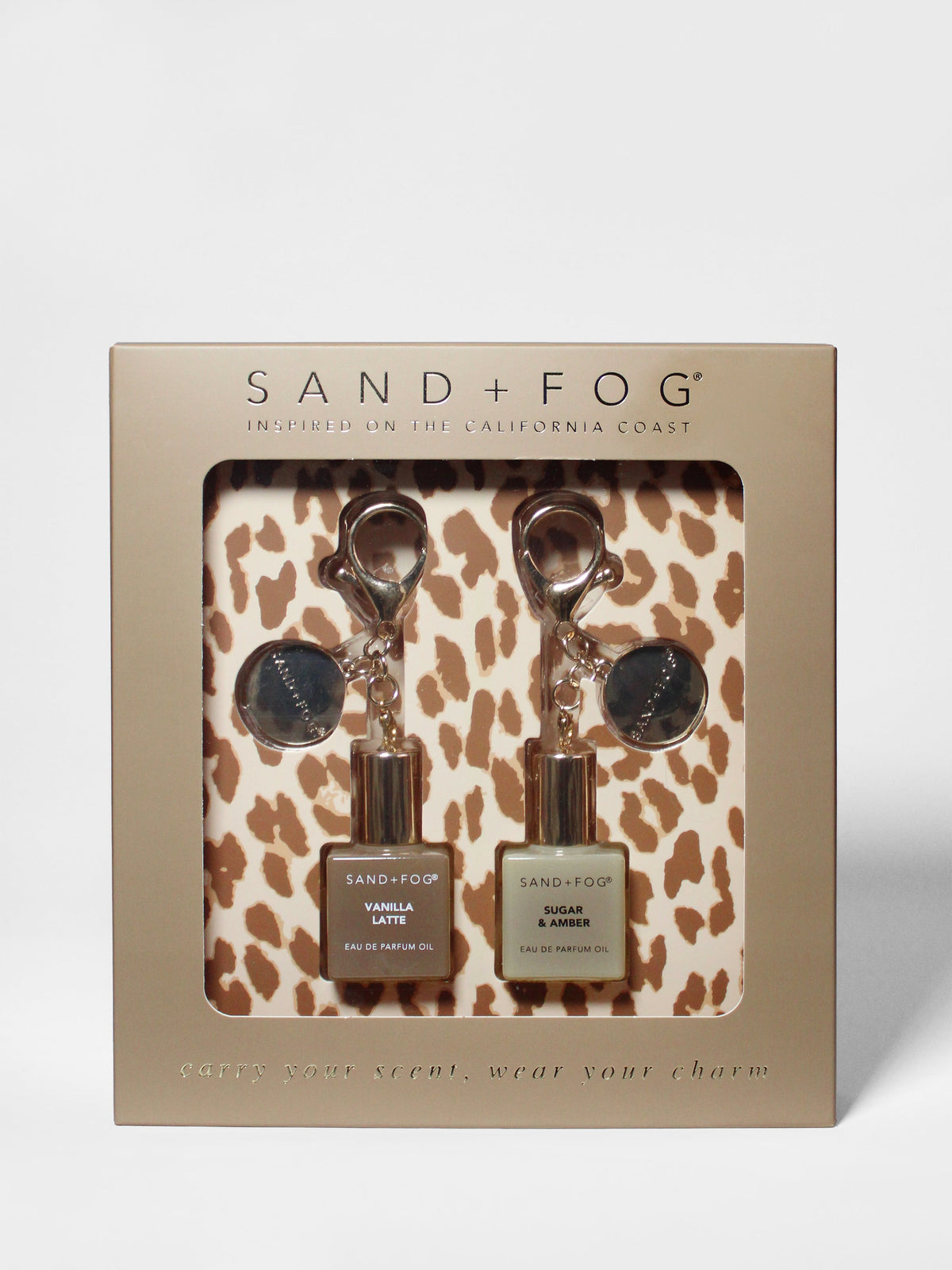 Premium Bag Charm Perfume Oil Rollerball Set - Vanilla Latte + Sugar & Amber