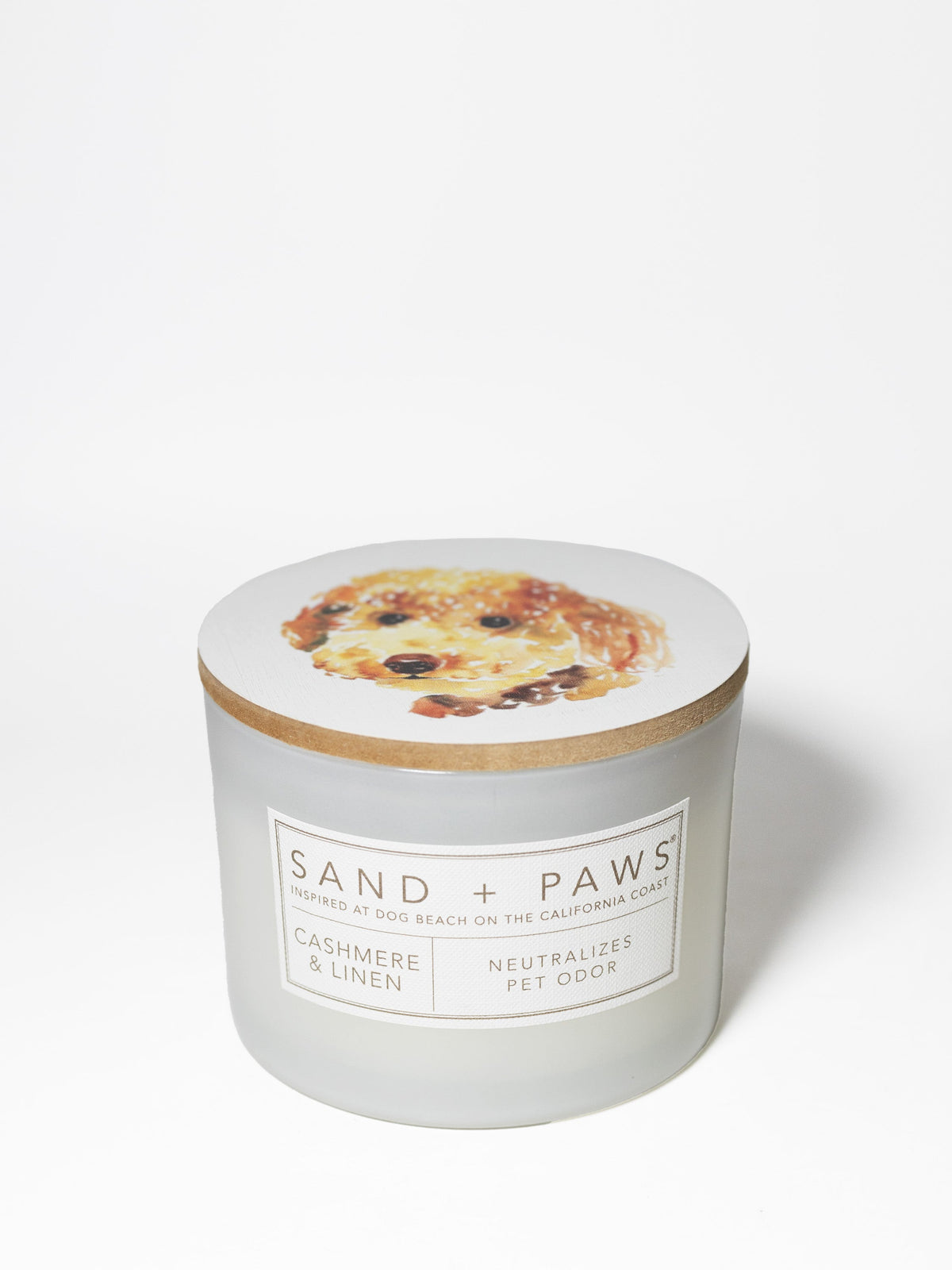Premium Sand + Paws Cashmere & Linen 12 oz scented candle
