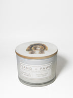 Premium Sand + Paws Vanilla & Amber 12 oz scented candle