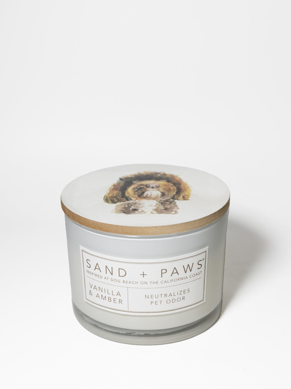 Premium Sand + Paws Vanilla & Amber 12 oz scented candle