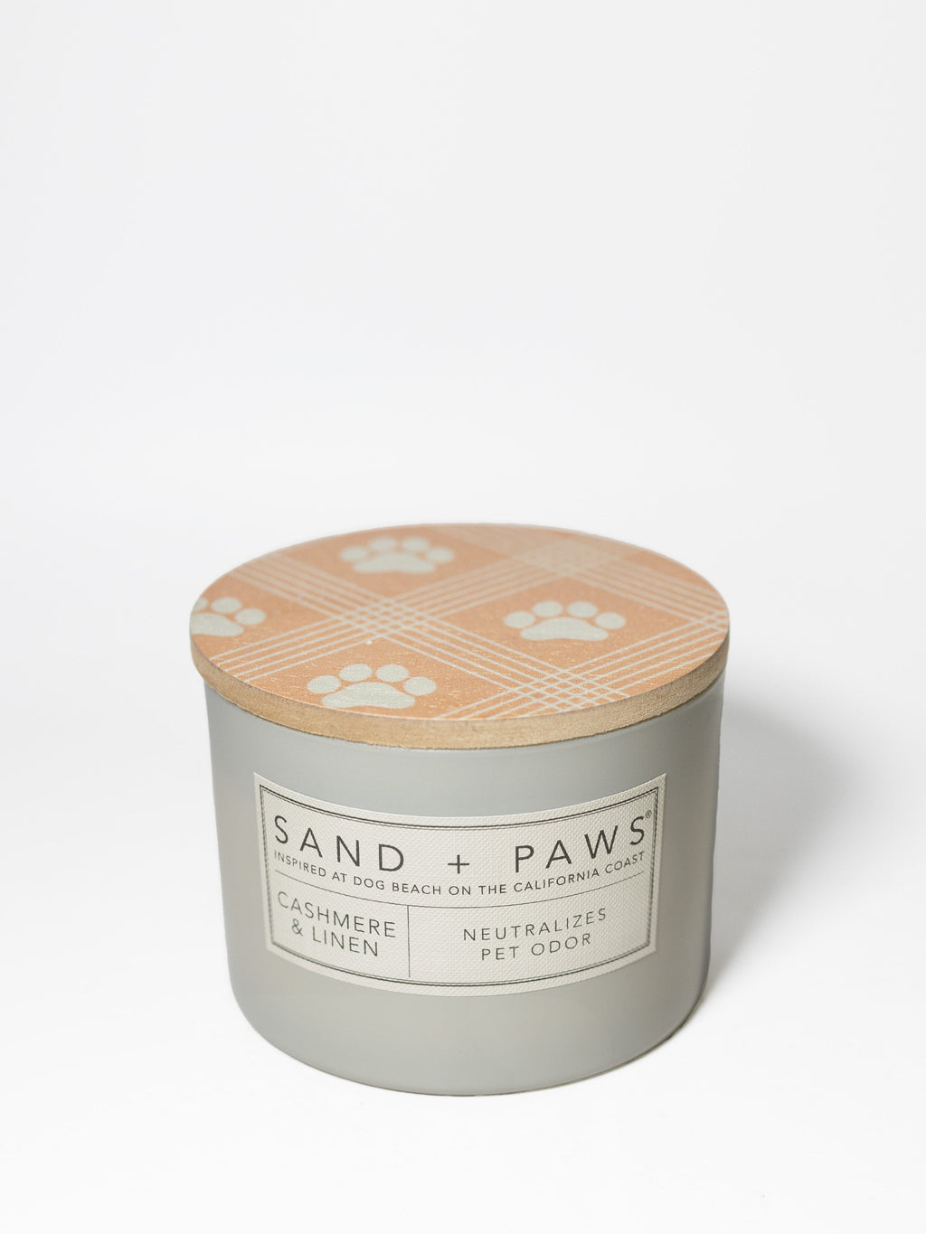 Premium Sand + Paws Cashmere & Linen 12 oz scented candle